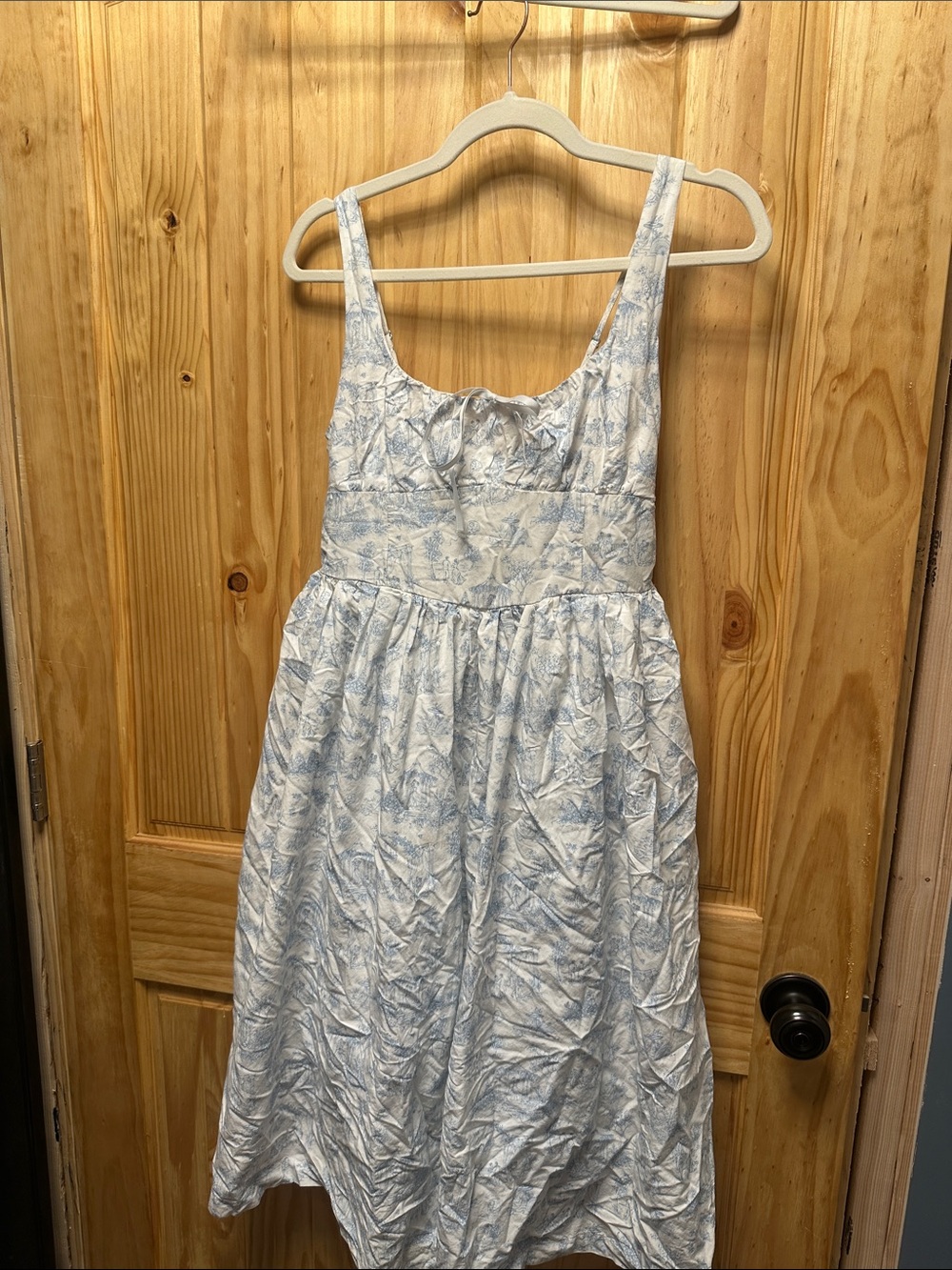Celebrity Pink Blue and White Smocked Toile Sundress